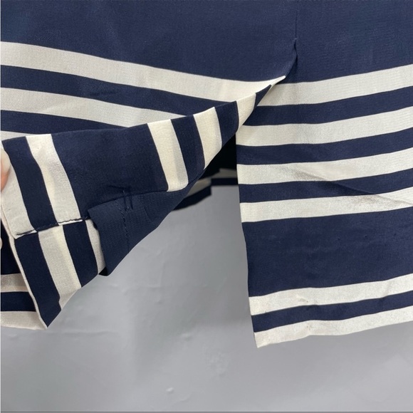 J CREW Navy Blue White Silk Striped Summer Dress - Picture 6 of 9